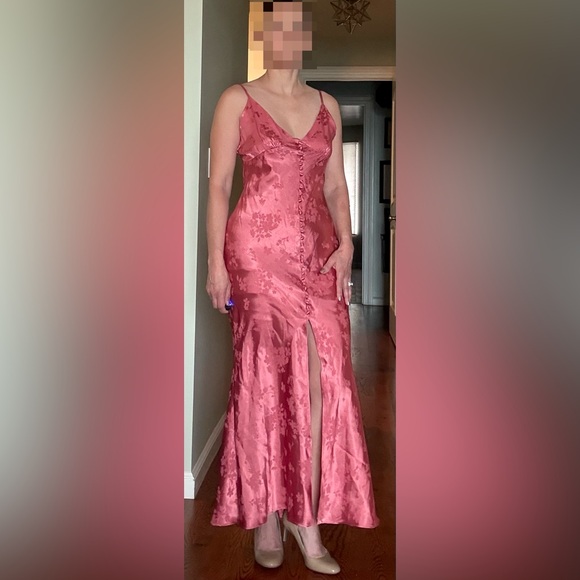 Feminine Pink Satin Slip Dress - Picture 3 of 7